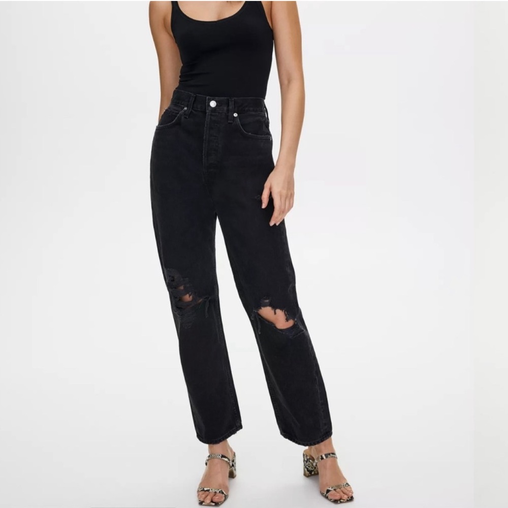 AGOLDE 90s Jeans, Black Ripped Denim